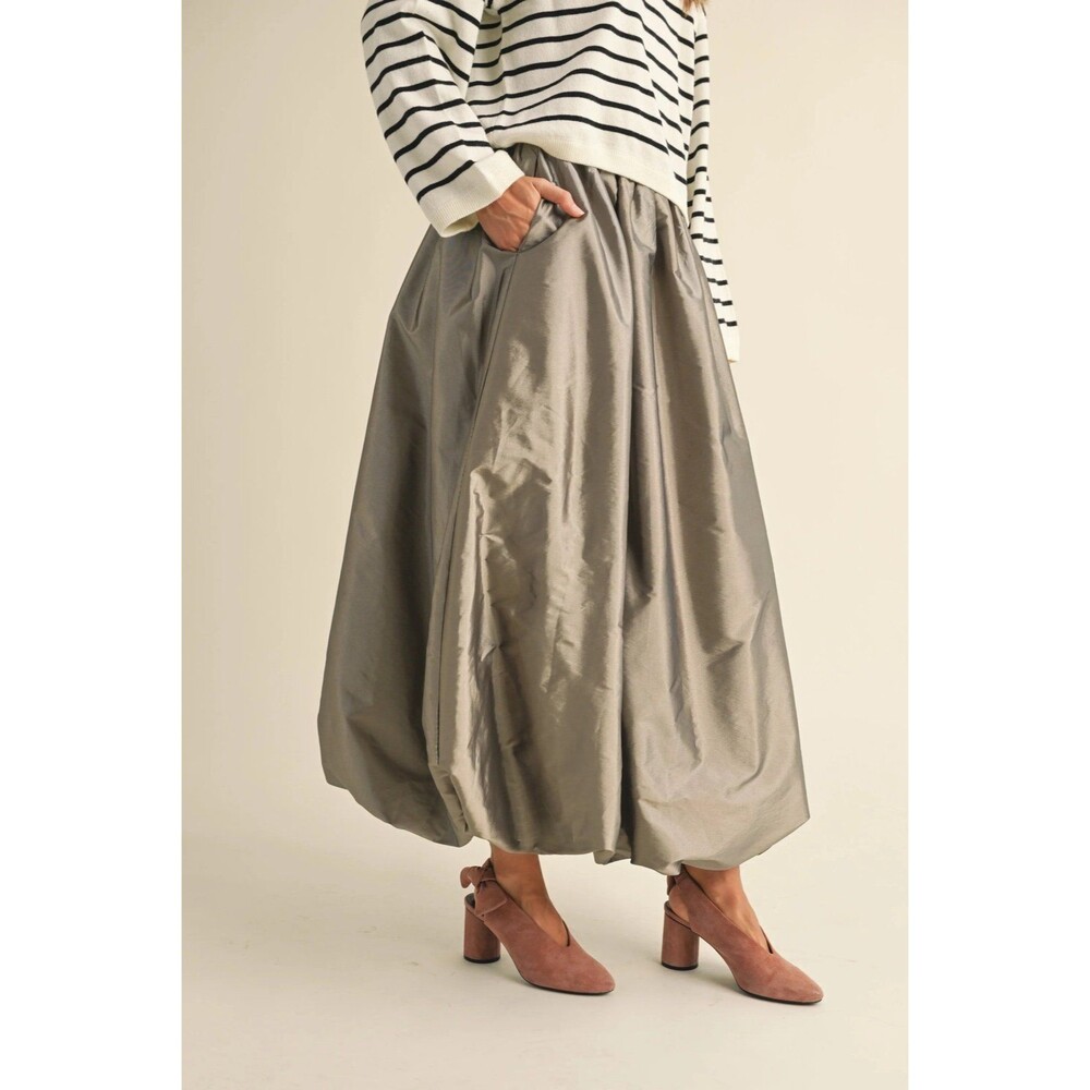 Miou Muse Leah Bubble Maxi Skirt in Bronze NWT Size Medium